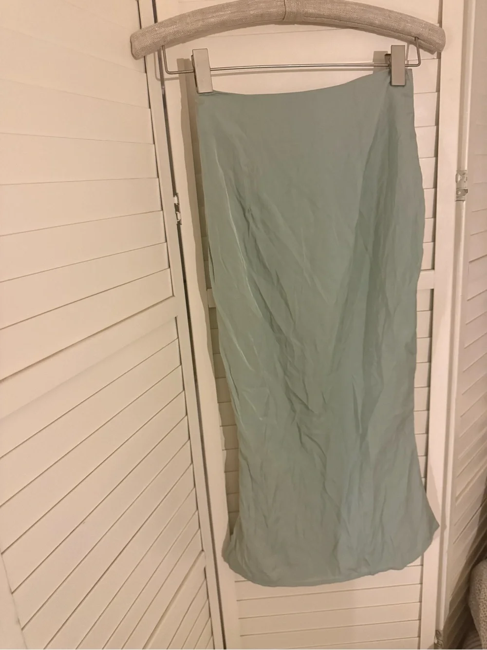 Princess Polly Light Sage Satin Midi Skirt size 4